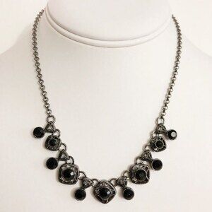 Gunmetal Black Rhinestone Accent Necklace